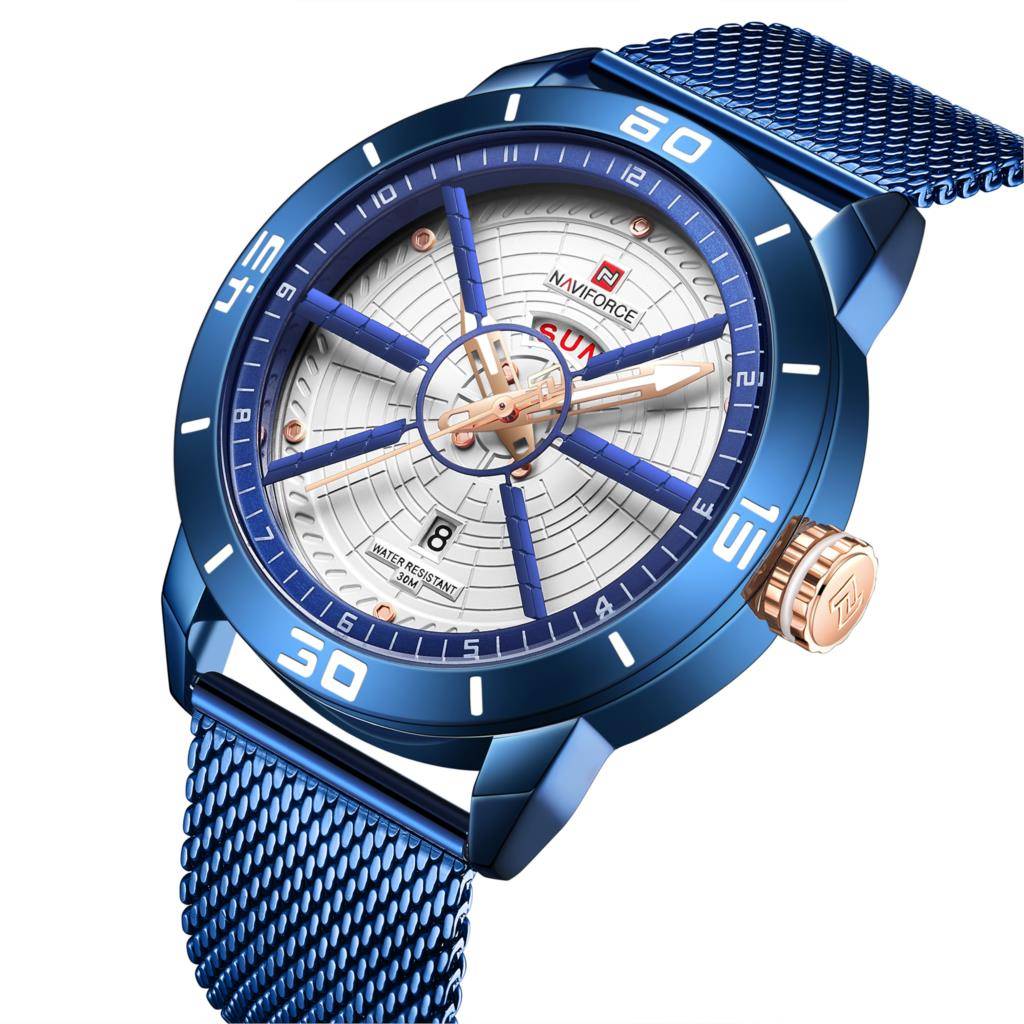 Military Stainless Steel Mesh Strap Quartz Watches Men's Wrist Watches Naviforce