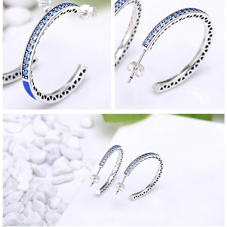 Radiant Hearts Enamel and Clear Hoop Earrings Women's Earrings Women's Jewelry