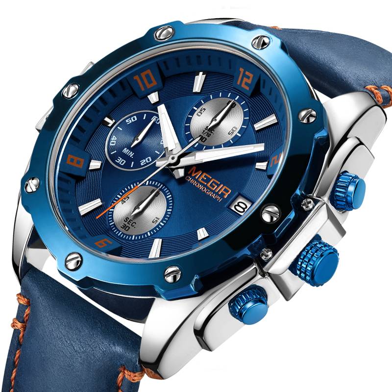 Business Creative Quartz Leather Strap Men’s Watches Megir Men's Wrist Watches