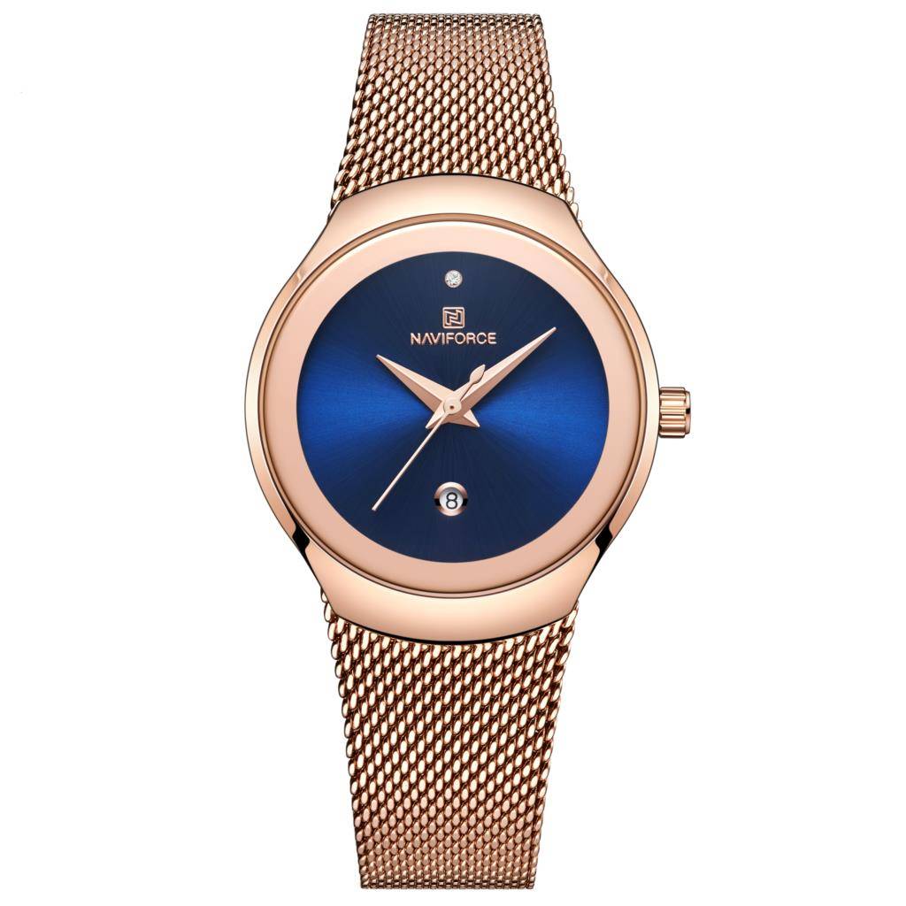 Slim Mesh Stainless Steel Casual Ladies Watches Naviforce Women's Watches
