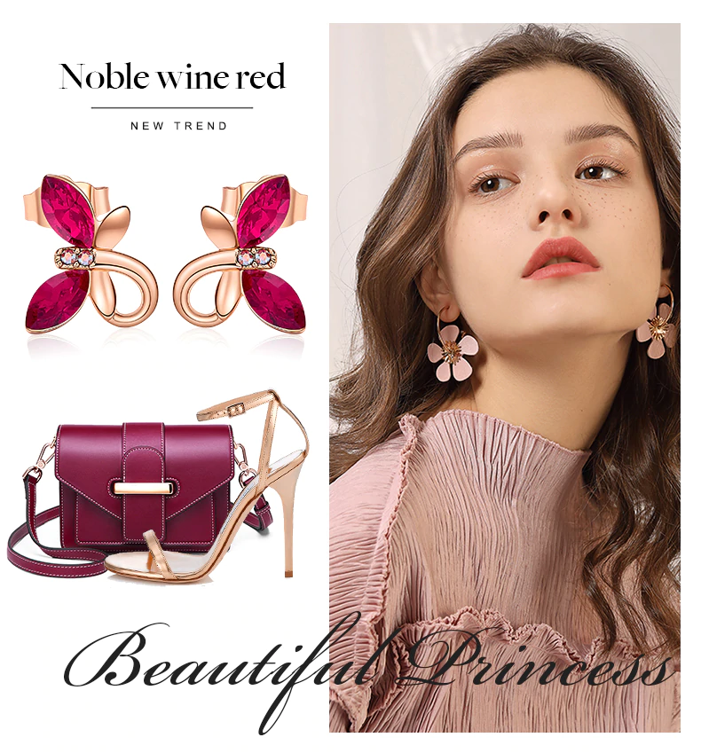 Butterfly Earrings Embellished with Swarovski Crystals Women's Earrings Women's Jewelry
