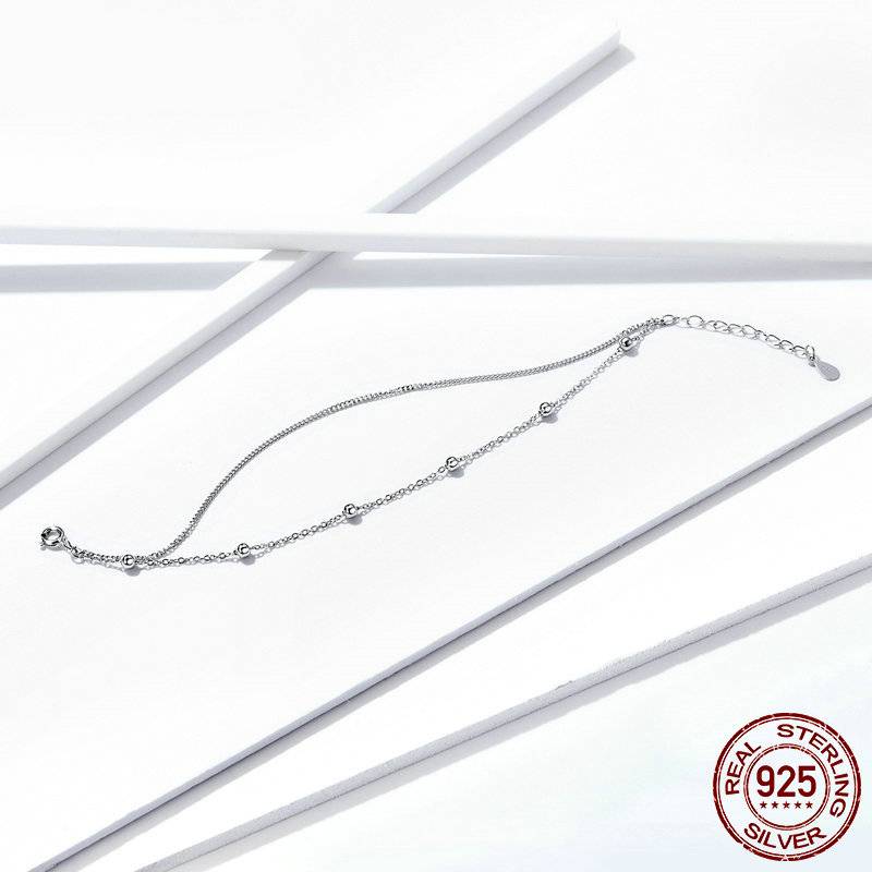 Silver Round Beads Double Layers Link Chain Bracelet Bracelets & Bangles Women's Jewelry