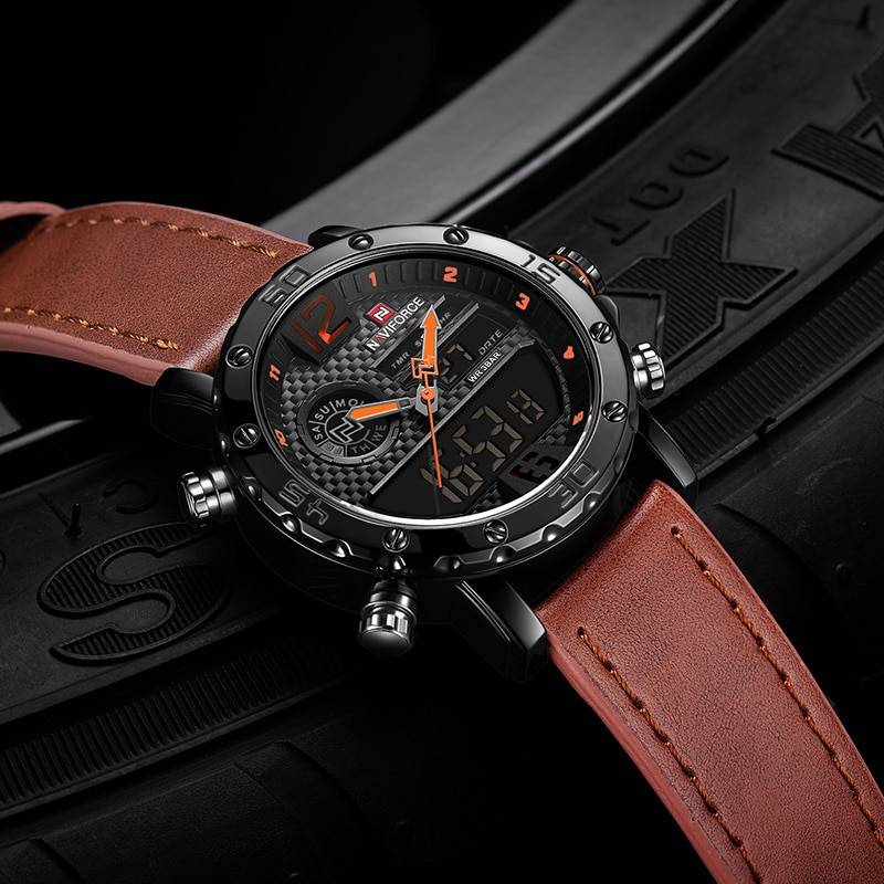 Casual Wristwatches for Men with Leather Strap Men's Wrist Watches Naviforce