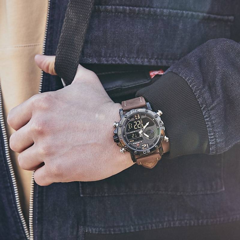 Casual Wristwatches for Men with Leather Strap Men's Wrist Watches Naviforce