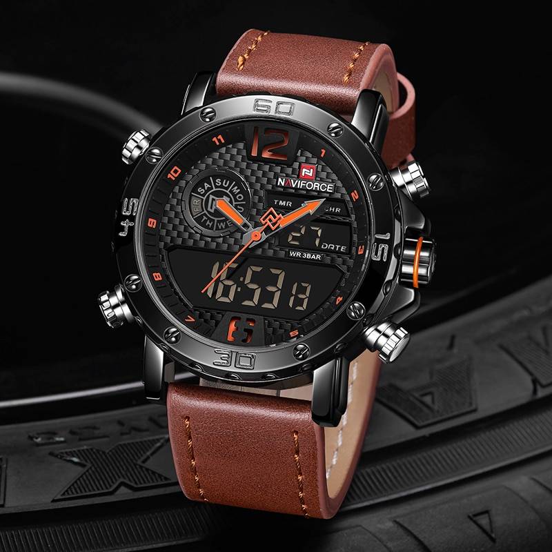 Casual Wristwatches for Men with Leather Strap Men's Wrist Watches Naviforce
