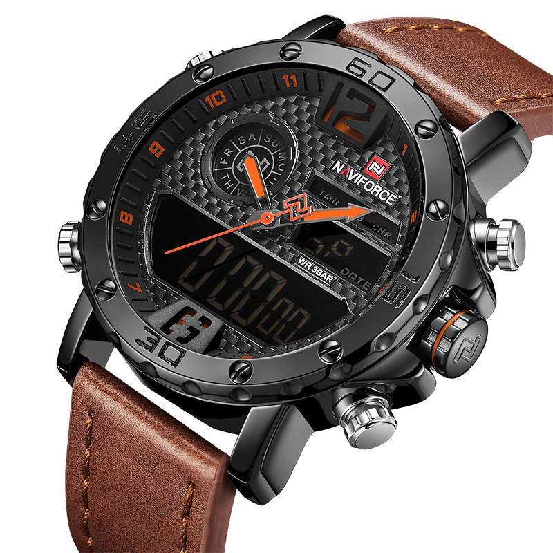 Casual Wristwatches for Men with Leather Strap Men's Wrist Watches Naviforce