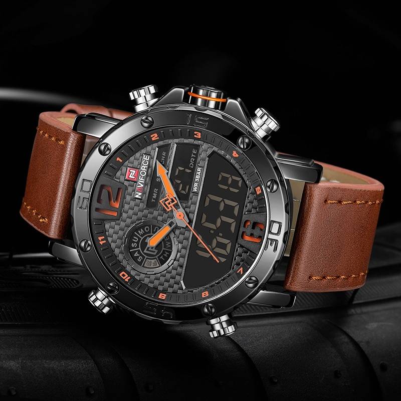 Casual Wristwatches for Men with Leather Strap Men's Wrist Watches Naviforce