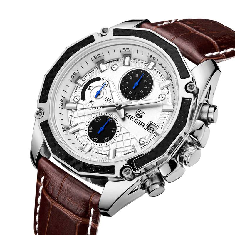 Quartz Watches for Men with Chronograph Megir