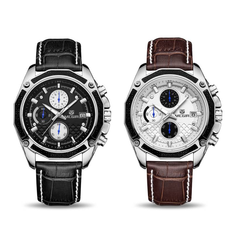 Quartz Watches for Men with Chronograph Megir