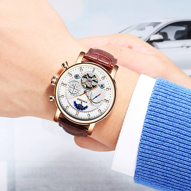 Moon Phase Mechanical Automatic Skeleton Watches for Men Men's Wrist Watches