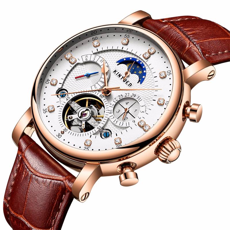 Moon Phase Mechanical Automatic Skeleton Watches for Men Men's Wrist Watches