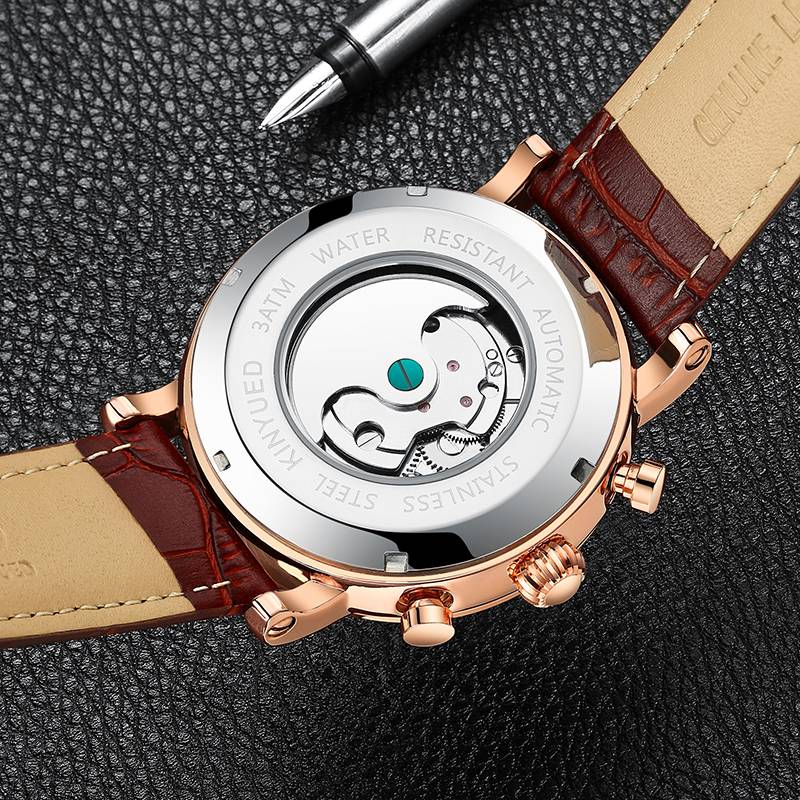 Moon Phase Mechanical Automatic Skeleton Watches for Men Men's Wrist Watches