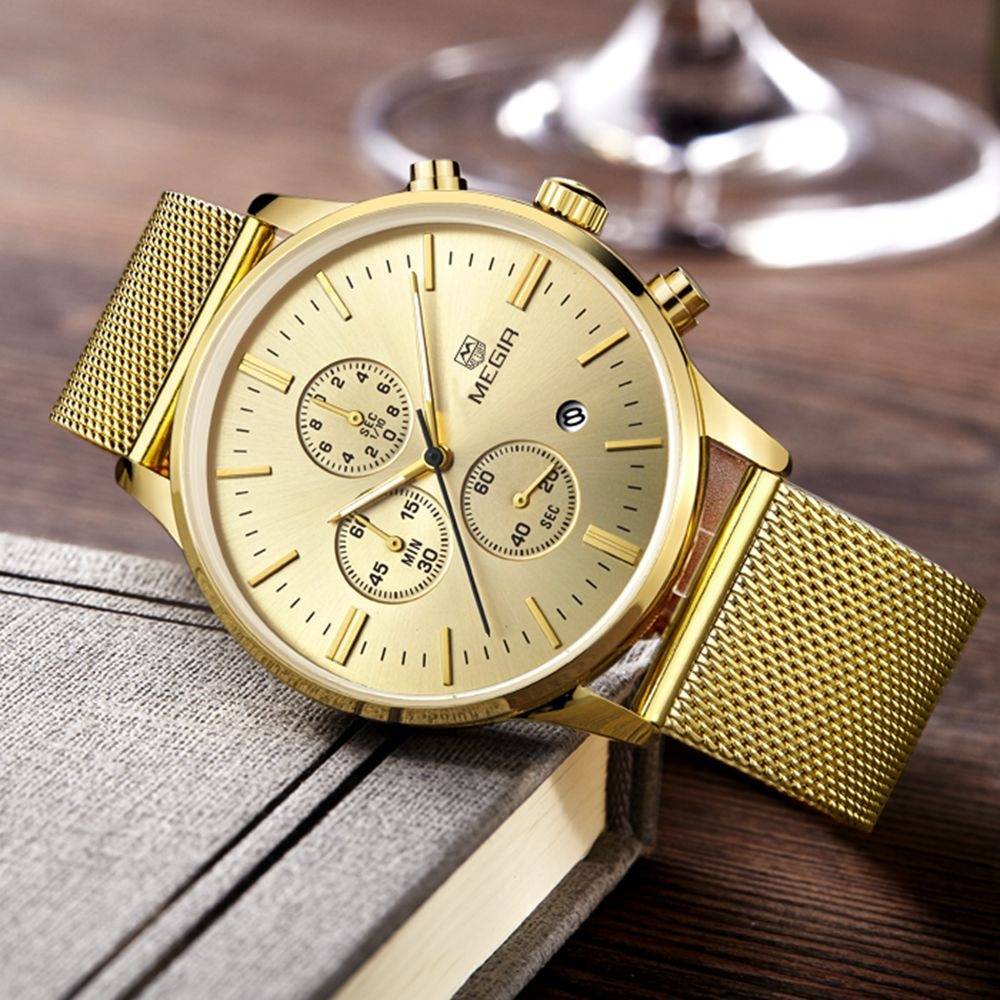 Wristwatches for Men with Metal Mesh Strap Megir Men's Wrist Watches