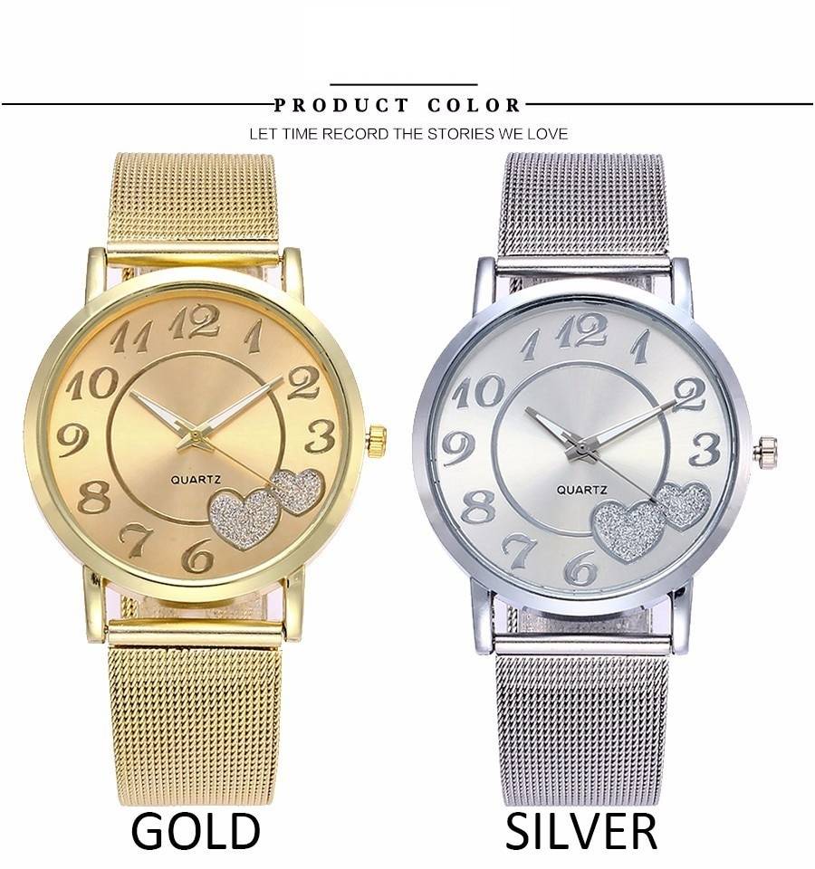Women's Mesh Hearts Decorated Watch Women's Watches