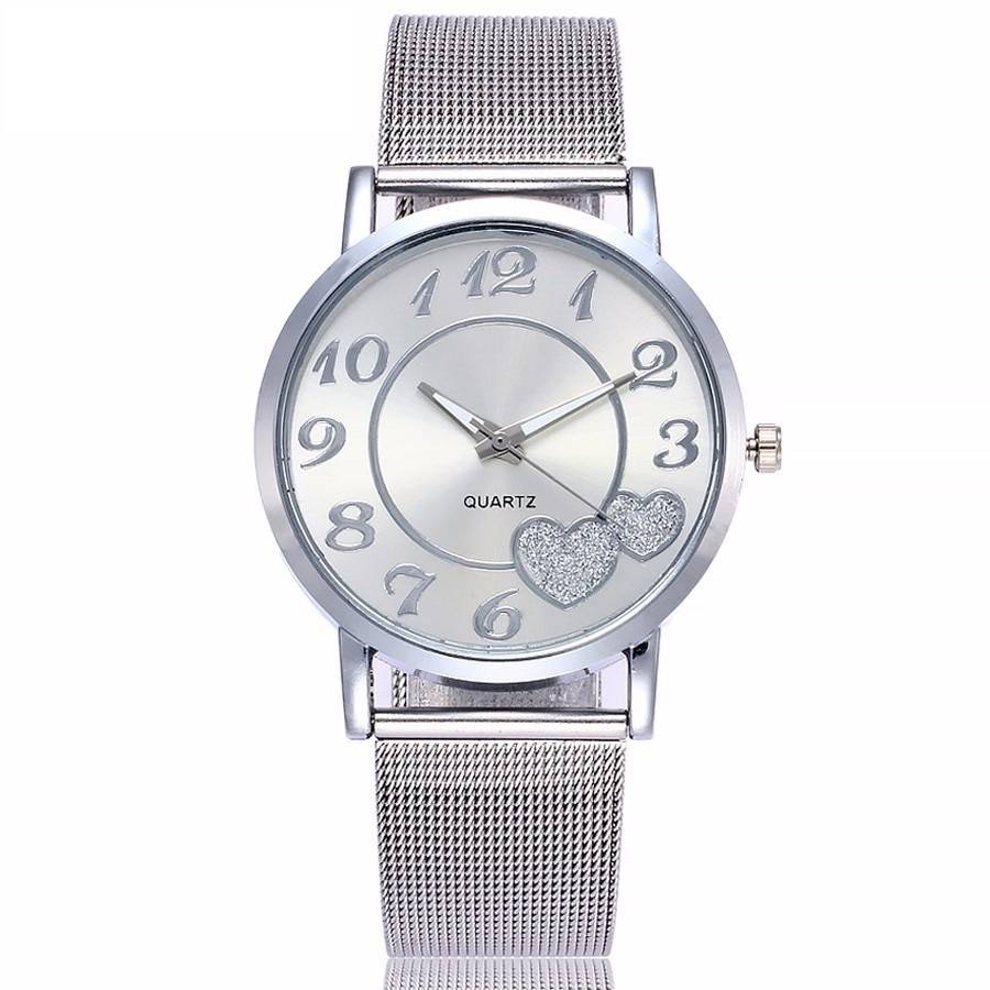Women's Mesh Hearts Decorated Watch Women's Watches