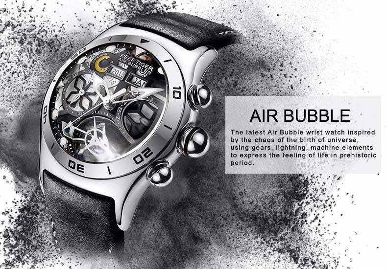 REEF TIGER Automatic Tourbillon Skeleton Watch Men's Wrist Watches Reef Tiger