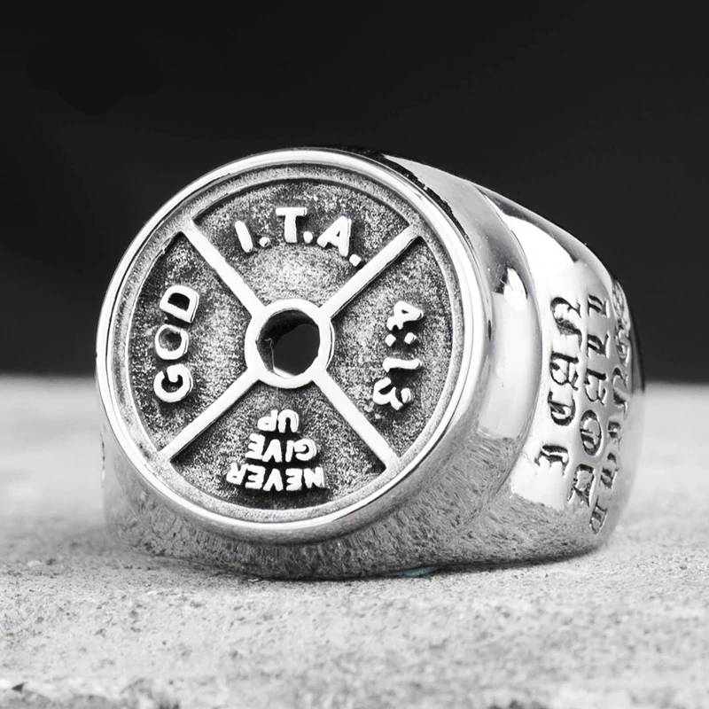 Personalized Barbell Totem Splicing Stainless steel Ring Mens Rings