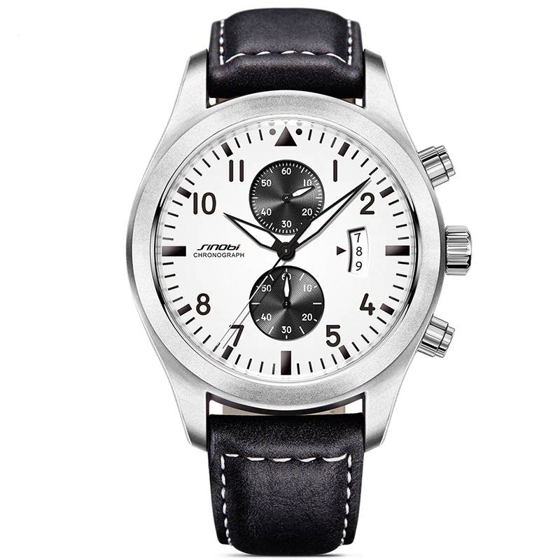 Classic Big Dial Pilot Chronograph Quartz Watches Men's Wrist Watches Sinobi