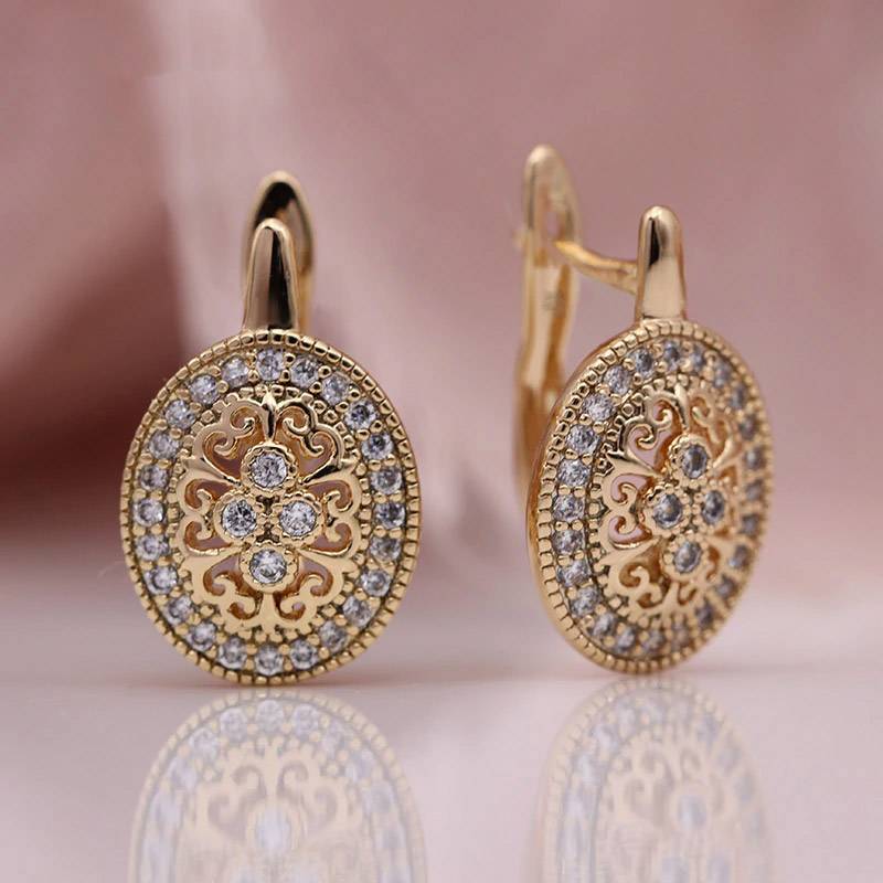 Rose Gold Natural Zircon Flower Drop Earring | Jewelry Addicts