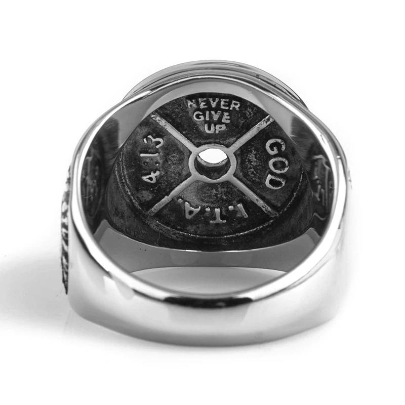 Personalized Barbell Totem Splicing Stainless steel Ring Mens Rings