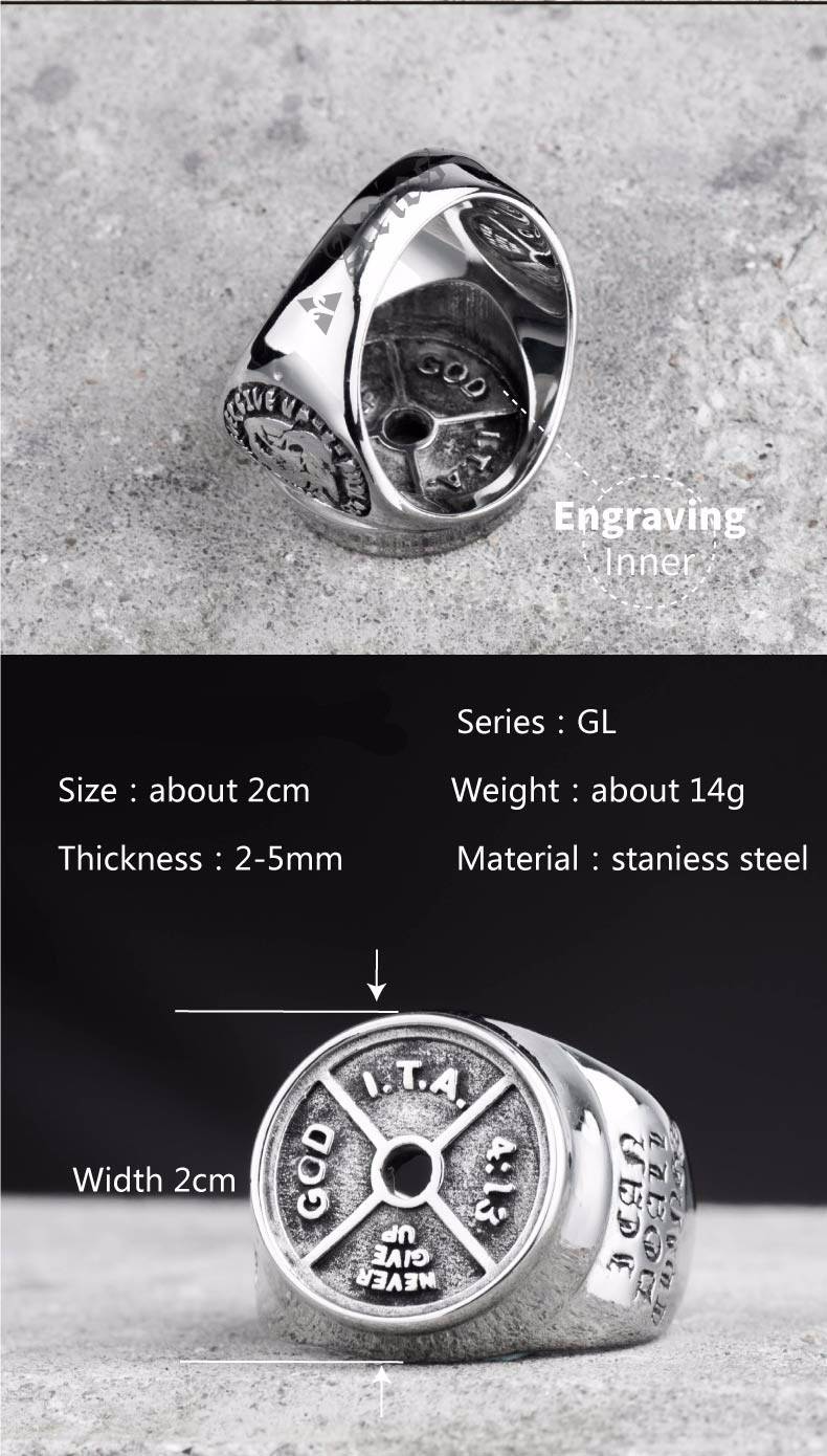 Personalized Barbell Totem Splicing Stainless steel Ring