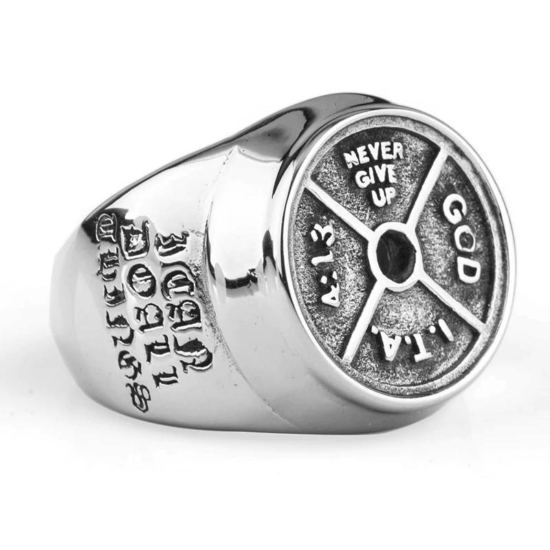 Personalized Barbell Totem Splicing Stainless steel Ring Mens Rings