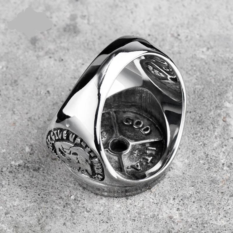Personalized Barbell Totem Splicing Stainless steel Ring Mens Rings