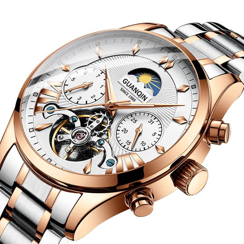Men's Luxury Automatic Mechanical Tourbillon Watch Guanqin Men's Wrist Watches