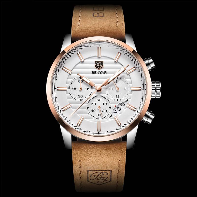 BENYAR Casual Fashion Quartz Chronograph Watch Benyar Men's Wrist Watches