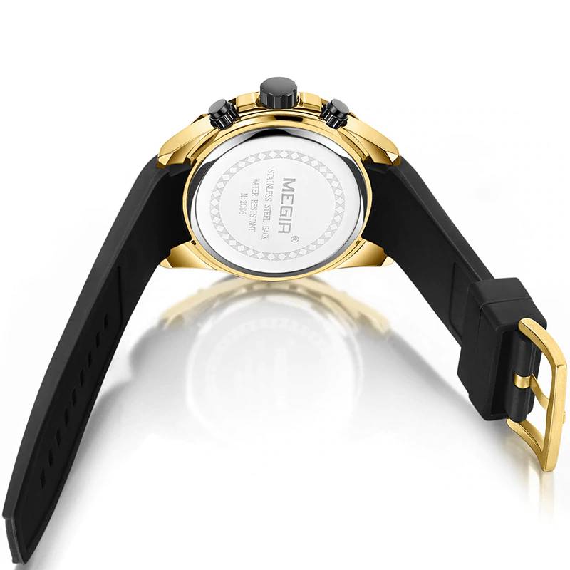 Men's Sport Automatic Quartz Silicone Strap Watch Megir Men's Wrist Watches