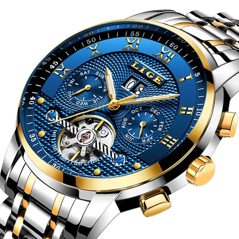 LIGE Men's Luxury Automatic Mechanical Watch Lige Men's Wrist Watches