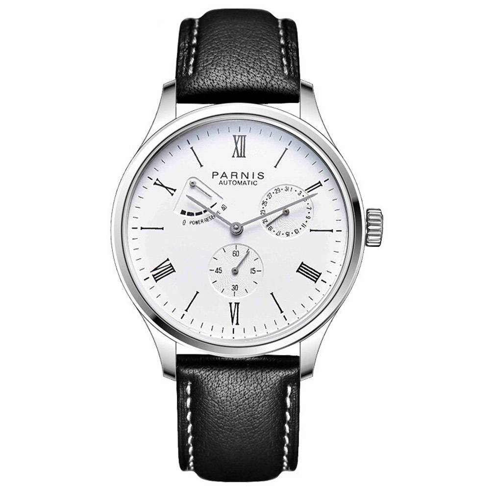 PARNIS Power Reserve Self Winding Mechanical Watch Men's Wrist Watches Parnis