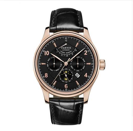 PARNIS Slim Power Reserve Automatic Watch Men's Wrist Watches Parnis