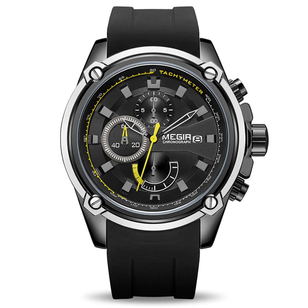 Men's Sport Automatic Quartz Silicone Strap Watch Megir Men's Wrist Watches
