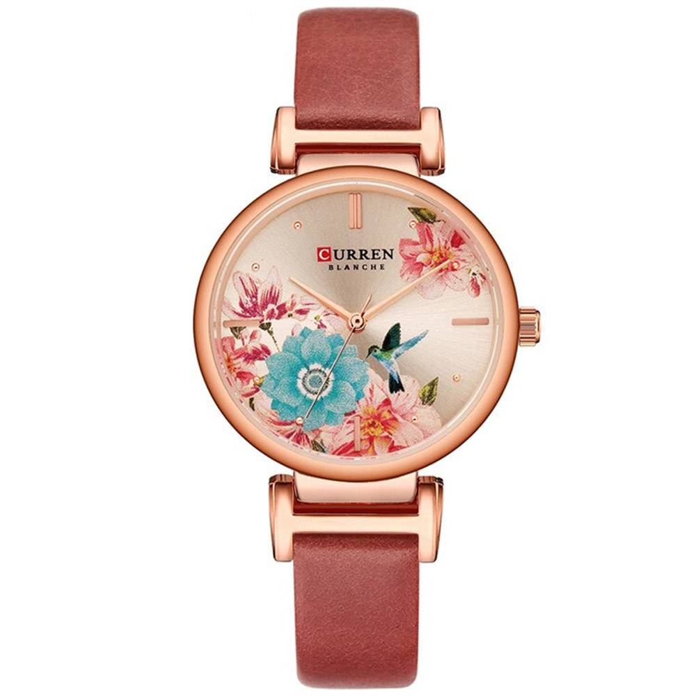 CURREN Women's Fashion Flowers Dial Quartz Watch Curren Women's Watches