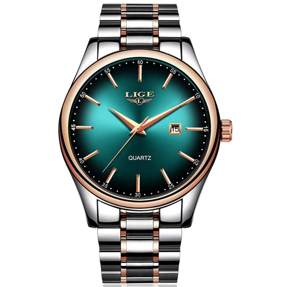 LIGE Business Camouflage Waterproof Quartz Watch Lige Men's Wrist Watches