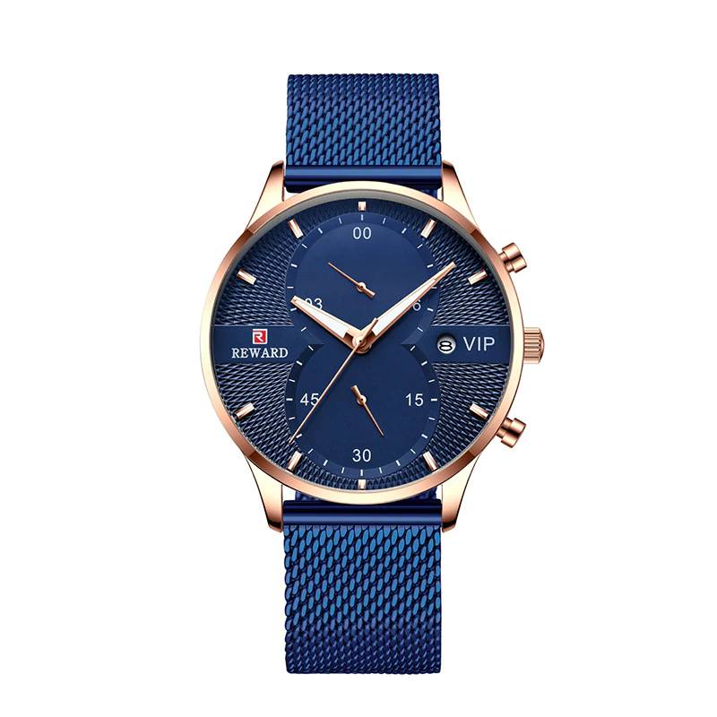 VIP Series Waterproof Steel Quartz Watch Men's Wrist Watches Reward VIP