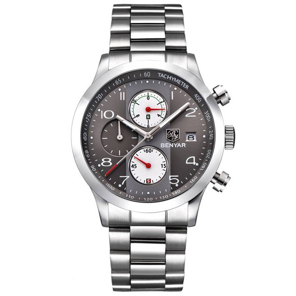 BENYAR Chronograph Quartz Stainless Steel Watch Benyar Men's Wrist Watches