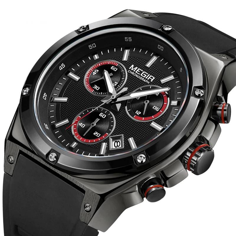 MEGIR Watch Sport Chronograph Silicone Strap G-O Megir Men's Wrist Watches