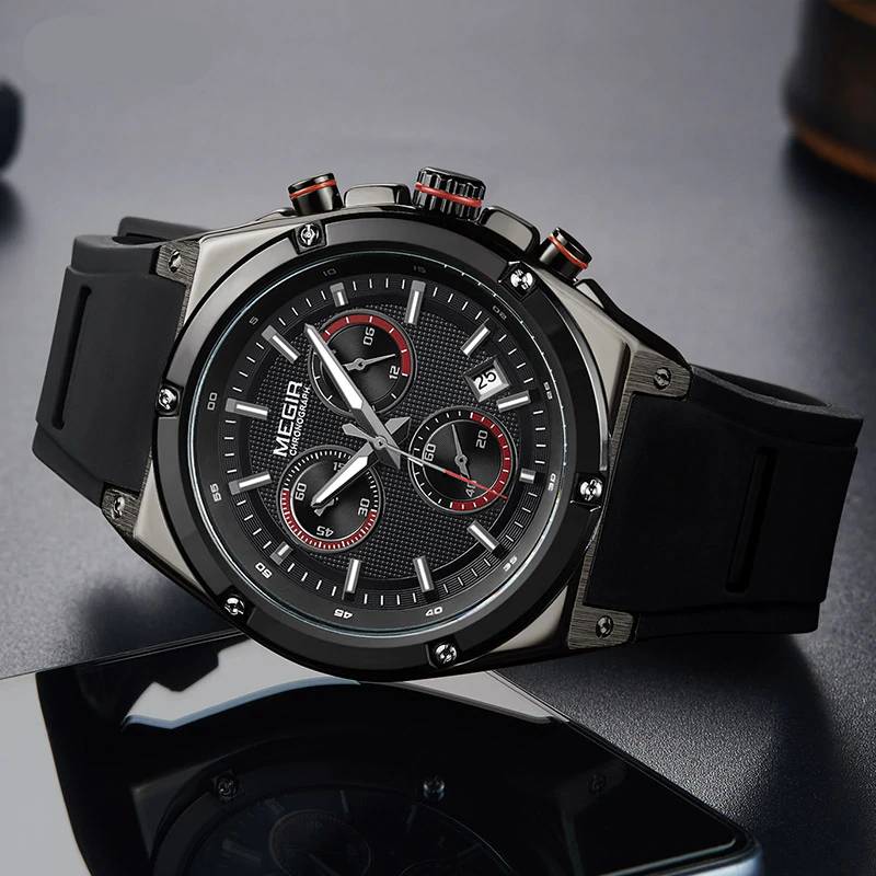 MEGIR Watch Sport Chronograph Silicone Strap G-O Megir Men's Wrist Watches
