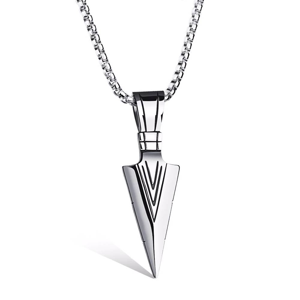 Mens Pendant Necklace Steel Arrow Mens Pendants