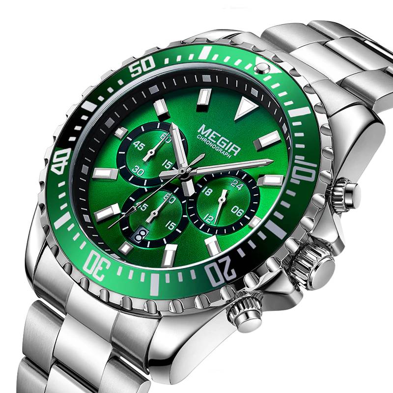 MEGIR Watch Chronograph Quartz Full Steel G-O Megir Men's Wrist Watches Watches