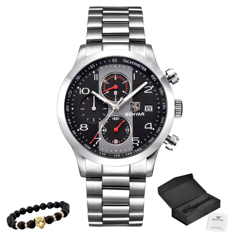 BENYAR Chronograph Quartz Stainless Steel Watch Benyar Men's Wrist Watches