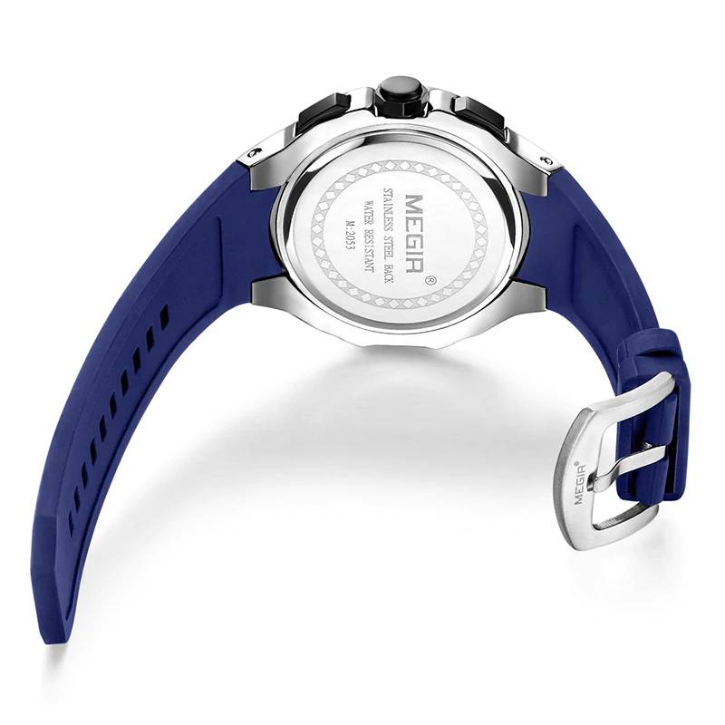 Sport Mens MEGIR Watch Chronograph Silicone Strap G-O Megir Men's Wrist Watches