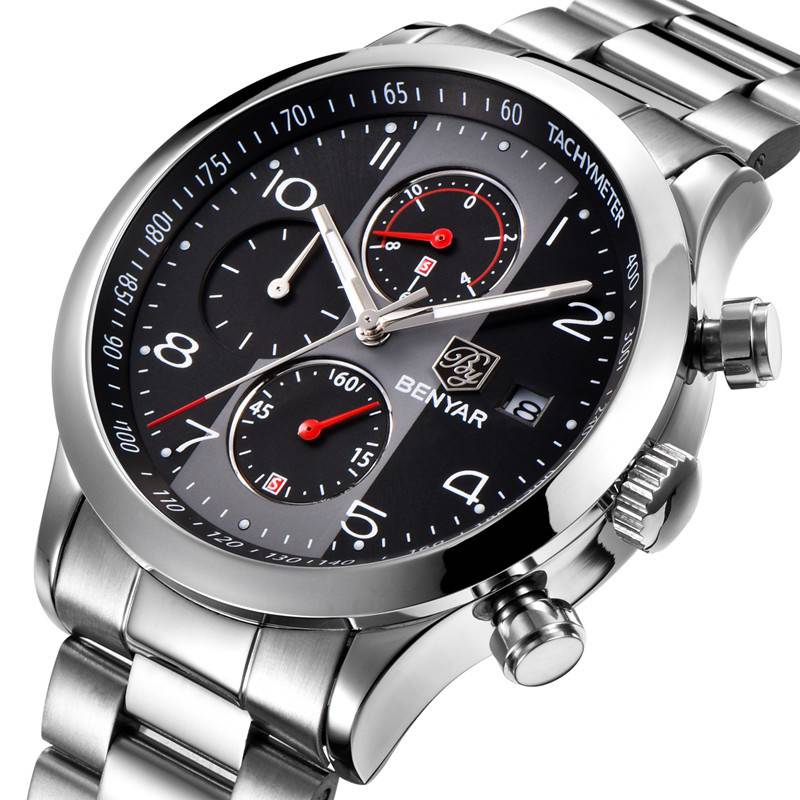 BENYAR Chronograph Quartz Stainless Steel Watch Benyar Men's Wrist Watches