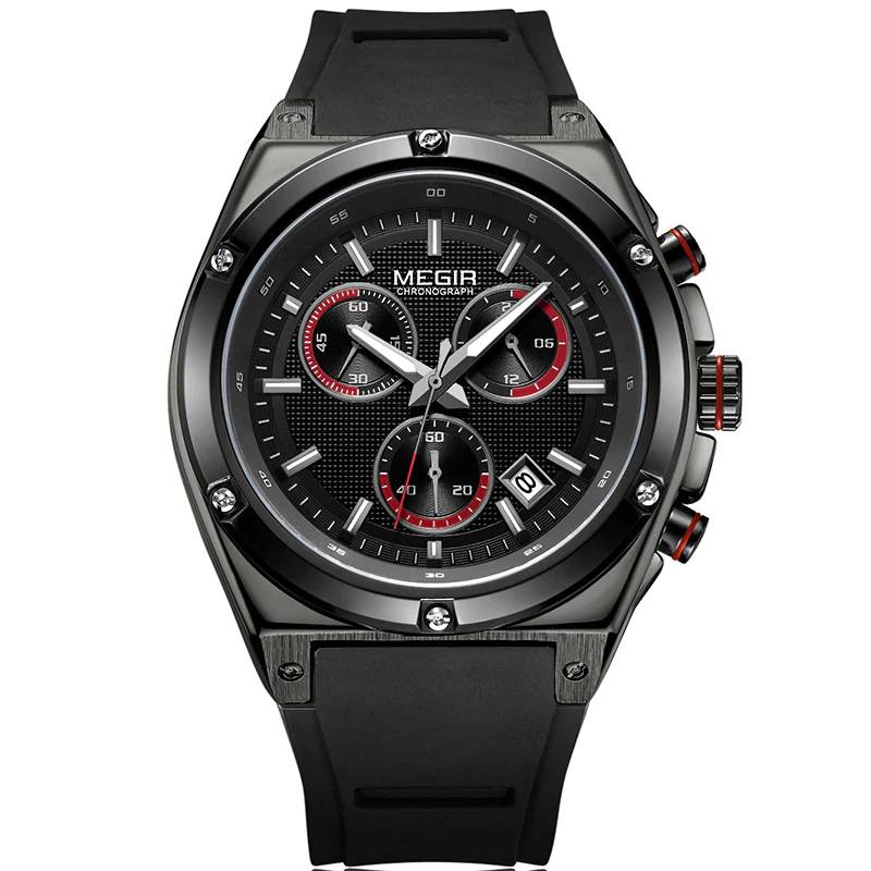 MEGIR Watch Sport Chronograph Silicone Strap G-O Megir Men's Wrist Watches