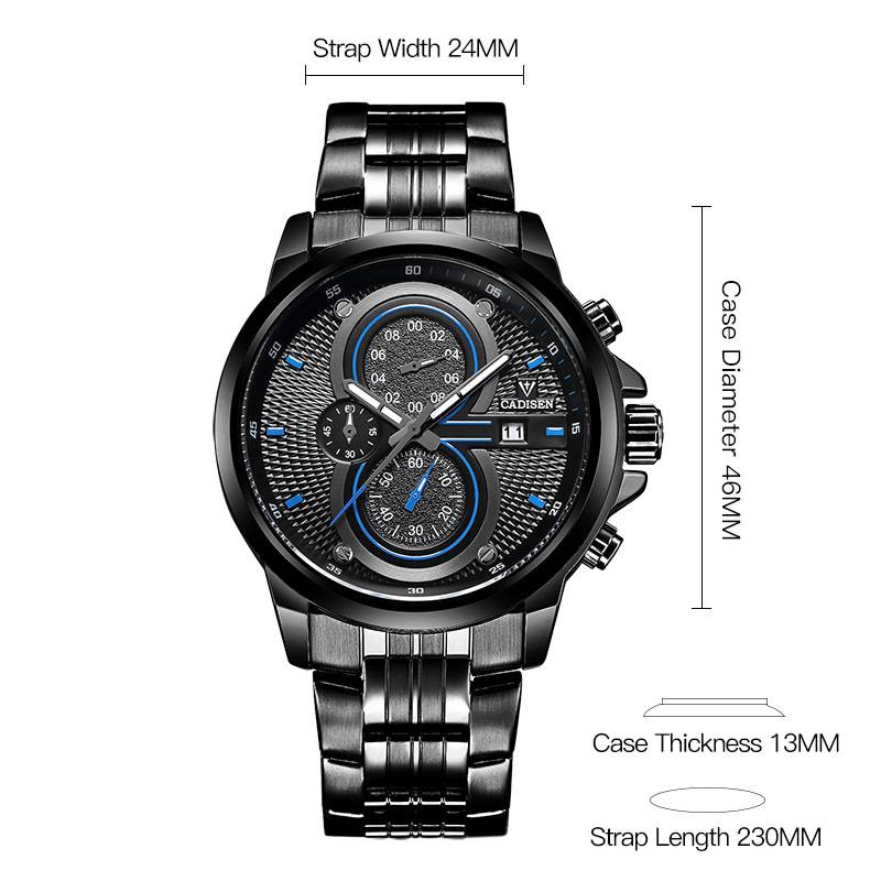 2020 CADISEN Quartz Stainless steel Military Watch Cadisen Men's Wrist Watches