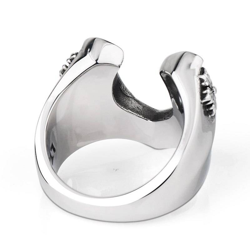 Letter V Victory Cubic Zircon Stainless steel Ring Mens Rings