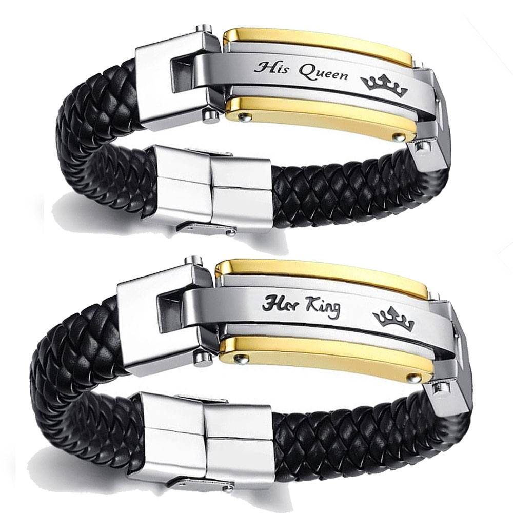 Lovers Braid Her King His Queen Leather Bracelet Bracelets & Bangles Men's Bracelets