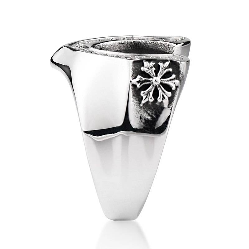 Letter V Victory Cubic Zircon Stainless steel Ring Mens Rings